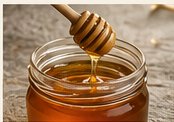 Honey drizzled into a jar